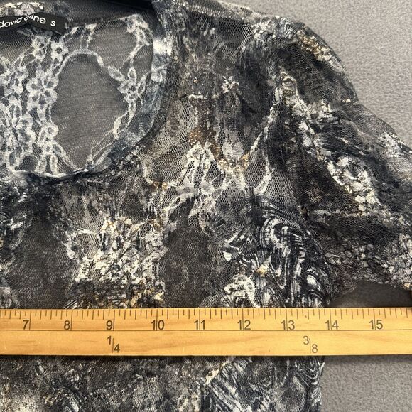 David Cline Sheer Lace Mesh Top Size Small Blue Fairy Grunge Whimsigoth Y2K - Picture 5 of 6